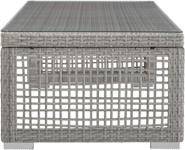 Modway Aura Outdoor Patio Wicker Rattan, Side Table, Gray