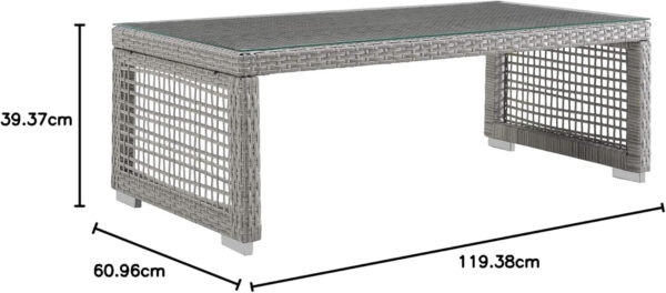 Modway Aura Outdoor Patio Wicker Rattan, Side Table, Gray