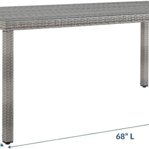 Modway Aura Outdoor Patio Wicker Rattan, Side Table, Gray