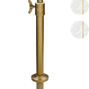 Adjustable-Height Marble Drink Table - 10x10x22-30, White Marble & Antique Brass, Modern Round End Table, Side Table with Pedestal Stand for Small Spaces, Vintage Metal Martini Cocktail Accent