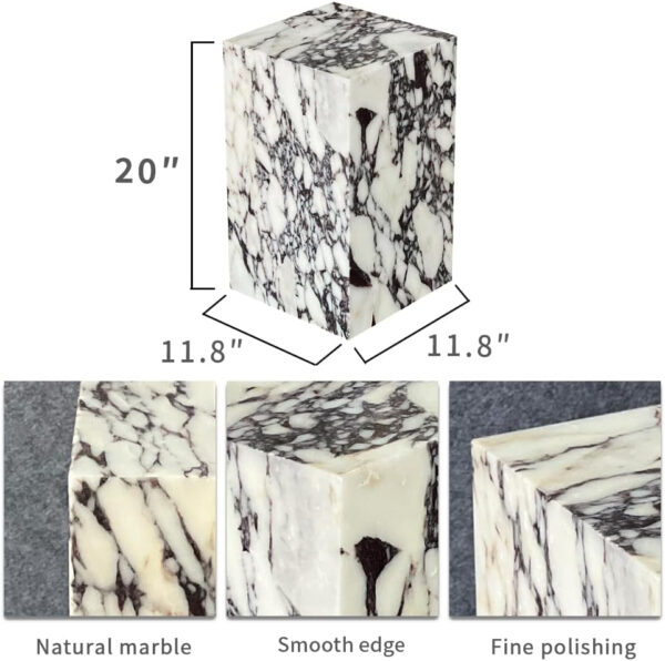 Luxury Marble Side Table,Square End Table for Modern Sofa and Bed, Living Room, Sofa, Bedroom（Arabescato）
