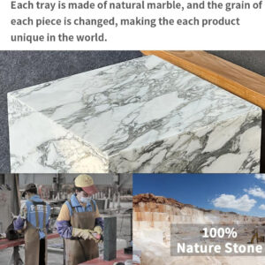 Luxury Marble Side Table,Square End Table for Modern Sofa and Bed, Living Room, Sofa, Bedroom（Arabescato）