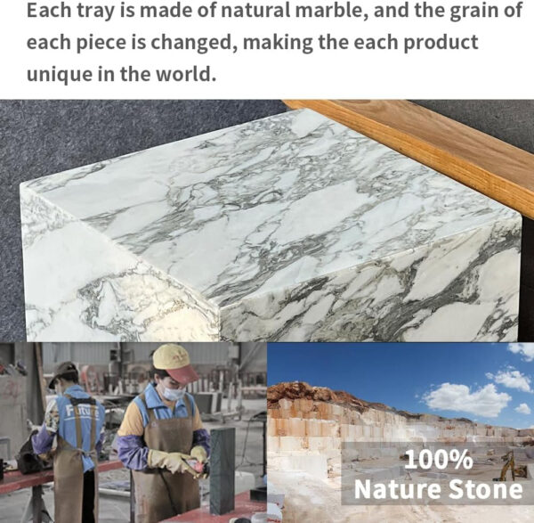 Luxury Marble Side Table,Square End Table for Modern Sofa and Bed, Living Room, Sofa, Bedroom（Arabescato）