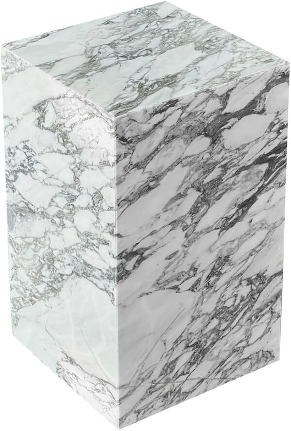 Luxury Marble Side Table,Square End Table for Modern Sofa and Bed, Living Room, Sofa, Bedroom（Arabescato）