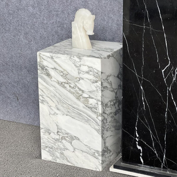 Luxury Marble Side Table,Square End Table for Modern Sofa and Bed, Living Room, Sofa, Bedroom（Arabescato）