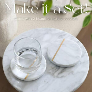 Adjustable-Height Marble Drink Table - 10x10x22-30, White Marble & Antique Brass, Modern Round End Table, Side Table with Pedestal Stand for Small Spaces, Vintage Metal Martini Cocktail Accent