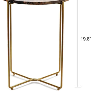 68887191b6b8bda234e2053aabf1a1848cddbf49dbcea8ce46f69.jpg Real Marble Metal Round 15 in Side End Table with Pure Marble Top Modern Lightweiht Bedside Small Coffee Table Plant Stand for Living Room Bedroom Small Space