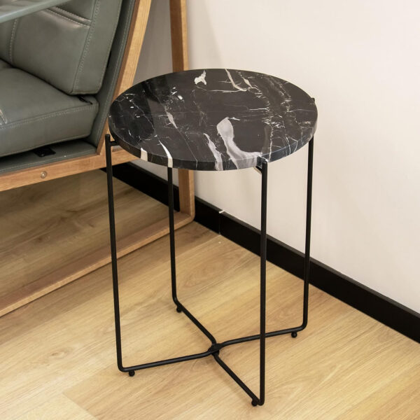 6888719de6400360fd2f38ebb352be90fda4ad09e822292b0fafb.jpg Real Marble Metal Round 15 in Side End Table with Pure Marble Top Modern Lightweiht Bedside Small Coffee Table Plant Stand for Living Room Bedroom Small Space