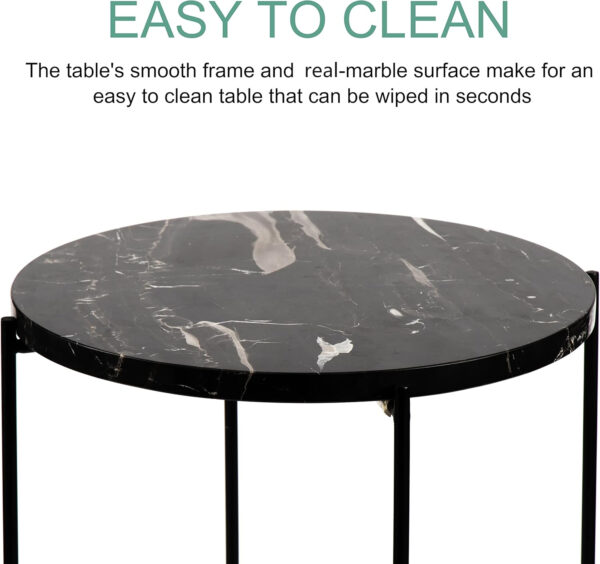 688871a55fbc3c5884fddaaf34d62304fc9dac384747392cae754.jpg Real Marble Metal Round 15 in Side End Table with Pure Marble Top Modern Lightweiht Bedside Small Coffee Table Plant Stand for Living Room Bedroom Small Space