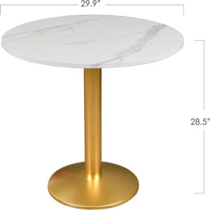 Round Modern Dinning Table 30 inches Bistro Tulip Table with Faux Marble top,Easy Assemble,Sturdy Metal Frame Diameter 30in*H28.54in