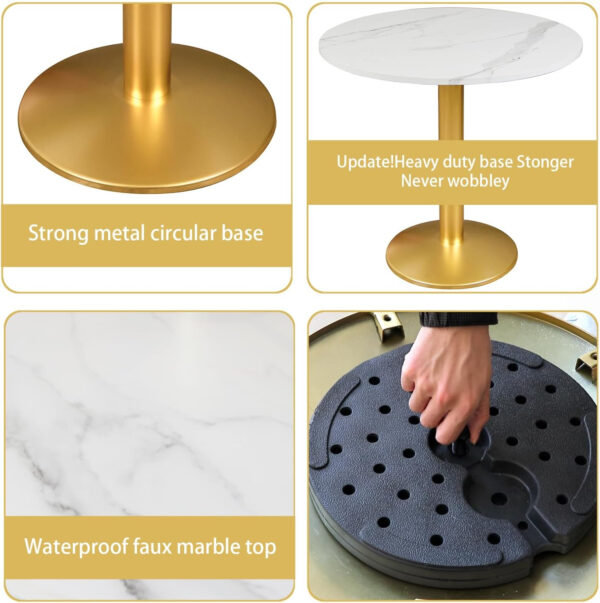 Round Modern Dinning Table 30 inches Bistro Tulip Table with Faux Marble top,Easy Assemble,Sturdy Metal Frame Diameter 30in*H28.54in