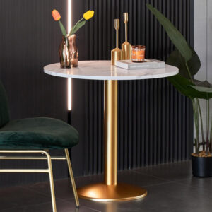 Round Modern Dinning Table 30 inches Bistro Tulip Table with Faux Marble top,Easy Assemble,Sturdy Metal Frame Diameter 30in*H28.54in