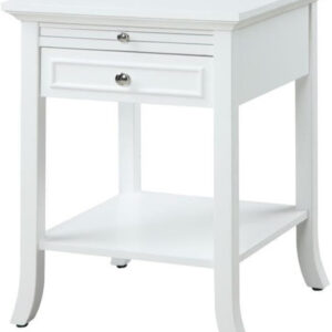 Convenience Concepts American Heritage Logan End Table with Drawer and Slide, White Faux Marble Top/Black