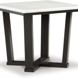 688872e819319a5eaf15e1b68d0fdd42a08fee799a916723aca21.jpg Signature Design by Ashley Fostead Contemporary Square 24" End Table with Marble Top, White Marble & Dark Brown