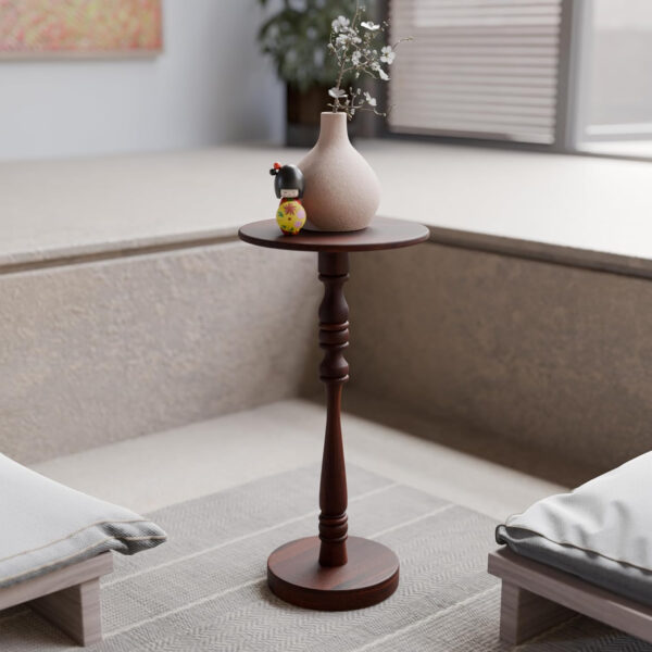 Ma'gro Drink Table – Solid Mango Wood Fluted Base with Real White Marble Top | Farmhouse Accent Side Table for Boho Decor, Bedside, Entryway, Plant Stand, Night Stand & Small Living Spaces