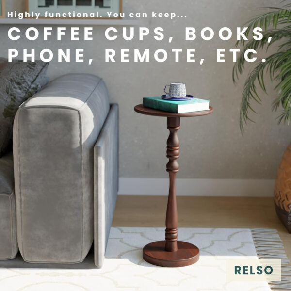 Ma'gro Drink Table – Solid Mango Wood Fluted Base with Real White Marble Top | Farmhouse Accent Side Table for Boho Decor, Bedside, Entryway, Plant Stand, Night Stand & Small Living Spaces