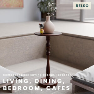 Ma'gro Drink Table – Solid Mango Wood Fluted Base with Real White Marble Top | Farmhouse Accent Side Table for Boho Decor, Bedside, Entryway, Plant Stand, Night Stand & Small Living Spaces