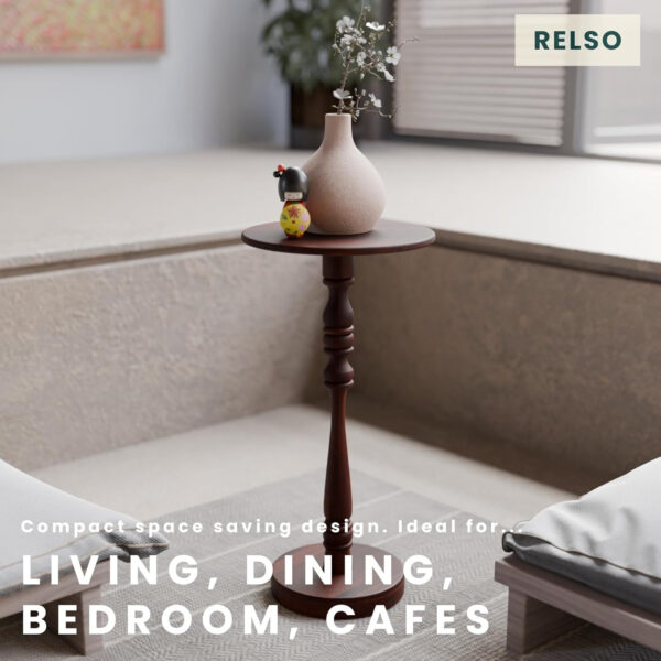 Ma'gro Drink Table – Solid Mango Wood Fluted Base with Real White Marble Top | Farmhouse Accent Side Table for Boho Decor, Bedside, Entryway, Plant Stand, Night Stand & Small Living Spaces