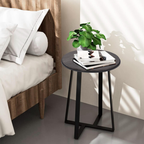 Round End Tables, Small Side Table White Marble Texture MDF Top,Metal Frame Gold Color, Tall End Table for Bed Room,Coffee Tea End Table for Living Room (White Marble+Gold)