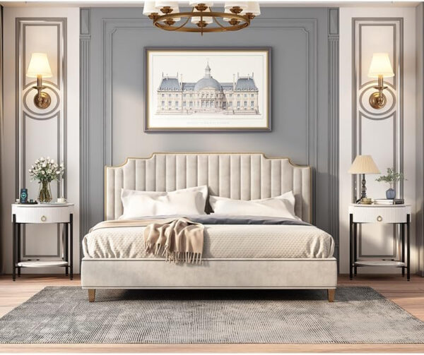 OIOG Modern End Table with Storage Drawer, Round 2-Tier Nightstand with Shelf, Gold Side Table with Metal Legs for Living Room, Bedroom, Office, Marbling Natural Stone/Gold