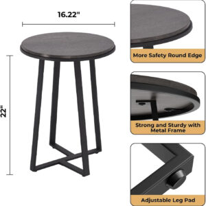 Round End Tables, Small Side Table White Marble Texture MDF Top,Metal Frame Gold Color, Tall End Table for Bed Room,Coffee Tea End Table for Living Room (White Marble+Gold)