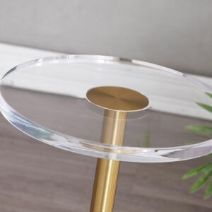 688877bd560b596a76f0f876662c9b97fdaaa5b2a62a0f342640e.jpg LIKENOW Furniture Acrylic Side Table,Clear Small Round End Table for Living Room,Bedroom,Office | Modern Nightstand with Marble Base,Gold Post,Clear Top for Drink,Food,Snack,Assembly(White)