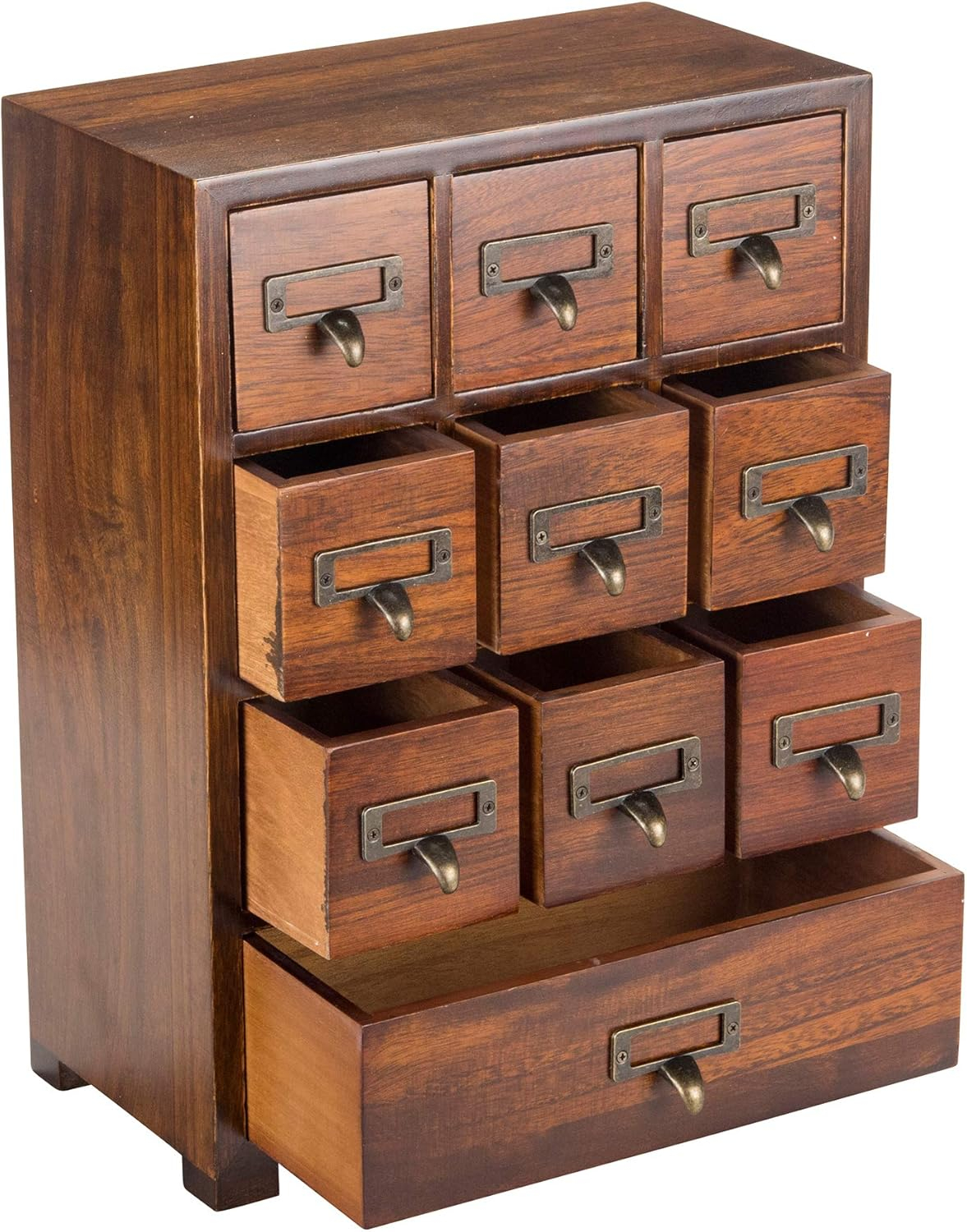 68887876ee6c54e0a4a7741fe01193b770e3dd04d72918d927c9a.jpg Primo Supply Library Card Catalog Solid Wood Small Curio Cabinet l Retro Storage Organizer Apothecary Drawer Dresser l Thread Coin Trading Card Storage Shelf | Tall - Fully Assembled
