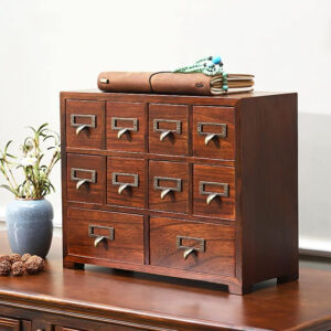 6888787a860b5348646f344e7974dfc338313e4cd75ffc120b54d.jpg Primo Supply Library Card Catalog Solid Wood Small Curio Cabinet l Retro Storage Organizer Apothecary Drawer Dresser l Thread Coin Trading Card Storage Shelf | Tall - Fully Assembled