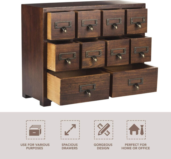 6888787ddbd1af9721af53ed1fd84de418c03730b068db5916ab4.jpg Primo Supply Library Card Catalog Solid Wood Small Curio Cabinet l Retro Storage Organizer Apothecary Drawer Dresser l Thread Coin Trading Card Storage Shelf | Tall - Fully Assembled