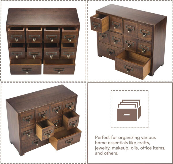 6888788669ee7b7071a15c7ab718309b7c072674638f1c3e7525b.jpg Primo Supply Library Card Catalog Solid Wood Small Curio Cabinet l Retro Storage Organizer Apothecary Drawer Dresser l Thread Coin Trading Card Storage Shelf | Tall - Fully Assembled