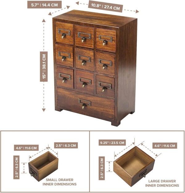 68887889bffb8ef4aa25f251a5b3b2b6c79c54ef07d1b4addbec0.jpg Primo Supply Library Card Catalog Solid Wood Small Curio Cabinet l Retro Storage Organizer Apothecary Drawer Dresser l Thread Coin Trading Card Storage Shelf | Tall - Fully Assembled
