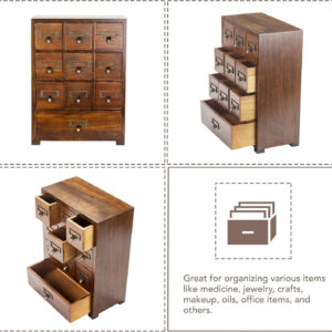 6888789153814a2864476971606b0deef5da26898bf4127bab6d8.jpg Primo Supply Library Card Catalog Solid Wood Small Curio Cabinet l Retro Storage Organizer Apothecary Drawer Dresser l Thread Coin Trading Card Storage Shelf | Tall - Fully Assembled