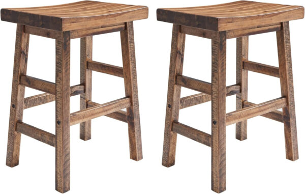 Alaterre Furniture Durango 20-Inch Tall Industrial Wood Dining Stool - Table or Extra Seat - Unique Rustic Industrial Style and Comfort - Farmhouse, Solid Wood Furniture