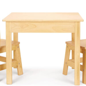 Melissa & Doug Solid Wood Table and 2 Chairs Set - Light Finish Furniture for Playroom