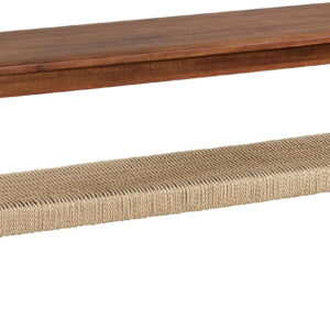 Alaterre Furniture Calais Collection Side Table - 20-Inch End Table with Woven Shelf - Solid Acacia Wood Mid-Century Modern Table (Warm Chestnut)