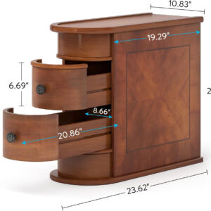 68887a7db9114ee8b4f6b6287aa8b80e6cc526cb77405908a6b65.jpg LITTLE TREE Wood End Table with 2 Drawers Sofa Side Table, No Assembly Required Vintage Slim Nightstand Bedside Table for Bedroom