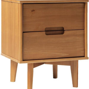 68887b9376e5c243ec09e655a2e6297479c0d596e7a0b45663ab4.jpg Walker Edison Mid Century Modern Grooved Handle Wood Nightstand Side Table Bedroom Storage Drawer and Shelf Bedside End Table, 2 Drawer, Caramel