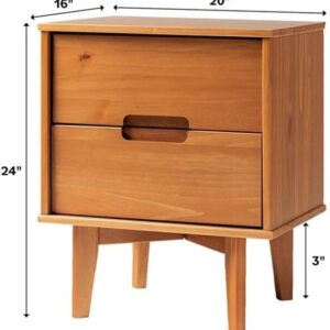68887b96a719432abc941a12e0442b4dee5b2d31d57024b07e057.jpg Walker Edison Mid Century Modern Grooved Handle Wood Nightstand Side Table Bedroom Storage Drawer and Shelf Bedside End Table, 2 Drawer, Caramel