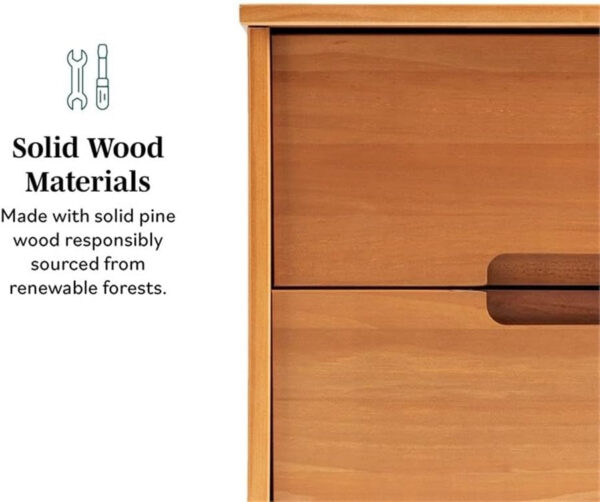 68887ba11a46b827f128e5416e4958d8553d53c5045b27cf69d30.jpg Walker Edison Mid Century Modern Grooved Handle Wood Nightstand Side Table Bedroom Storage Drawer and Shelf Bedside End Table, 2 Drawer, Caramel