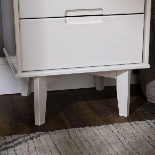 68887bab6b9747ef056ecf7e1a172a21960707b9bb3e700e03ee4.jpg Walker Edison Mid Century Modern Grooved Handle Wood Nightstand Side Table Bedroom Storage Drawer and Shelf Bedside End Table, 2 Drawer, Caramel