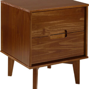 68887bb0cfc4f8a37c741a0d2a173ee8a19431d8b4e63002c1698.jpg Walker Edison Mid Century Modern Grooved Handle Wood Nightstand Side Table Bedroom Storage Drawer and Shelf Bedside End Table, 2 Drawer, Caramel