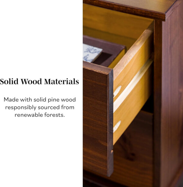 68887bb8339ece4ef991335497f46617cf69160e8a4f66e8d2f99.jpg Walker Edison Mid Century Modern Grooved Handle Wood Nightstand Side Table Bedroom Storage Drawer and Shelf Bedside End Table, 2 Drawer, Caramel