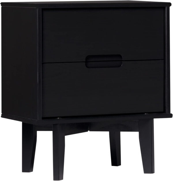 68887bbf85f12386e5d47f28cc61b113c939e5d7b4519bb0b6472.jpg Walker Edison Mid Century Modern Grooved Handle Wood Nightstand Side Table Bedroom Storage Drawer and Shelf Bedside End Table, 2 Drawer, Caramel
