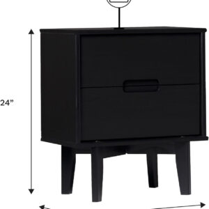 68887bc334beb8706b18299181726739544316820c947c1fa0899.jpg Walker Edison Mid Century Modern Grooved Handle Wood Nightstand Side Table Bedroom Storage Drawer and Shelf Bedside End Table, 2 Drawer, Caramel