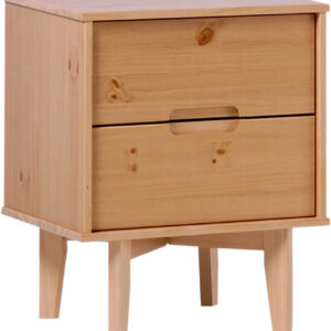 68887bc8929af13b2ceb6c63af95ce37beb94897b4105fc3f2b06.jpg Walker Edison Mid Century Modern Grooved Handle Wood Nightstand Side Table Bedroom Storage Drawer and Shelf Bedside End Table, 2 Drawer, Caramel