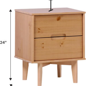 68887bcc2a310bb3759ed943784359033cb2a65d40e7296822b80.jpg Walker Edison Mid Century Modern Grooved Handle Wood Nightstand Side Table Bedroom Storage Drawer and Shelf Bedside End Table, 2 Drawer, Caramel