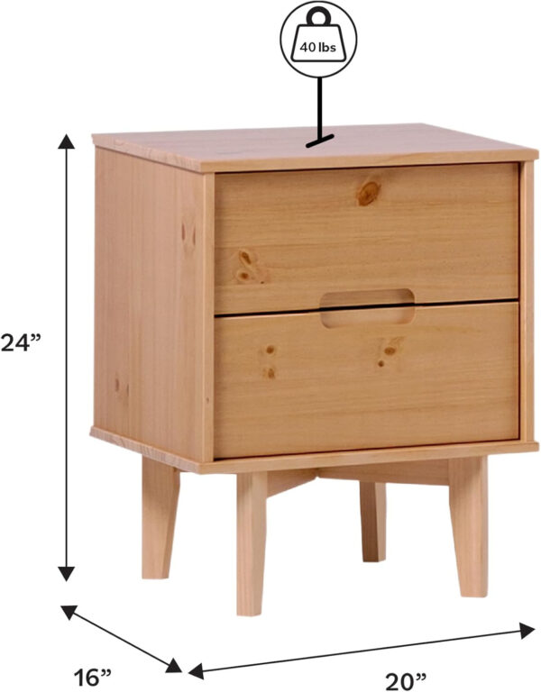68887bcc2a310bb3759ed943784359033cb2a65d40e7296822b80.jpg Walker Edison Mid Century Modern Grooved Handle Wood Nightstand Side Table Bedroom Storage Drawer and Shelf Bedside End Table, 2 Drawer, Caramel
