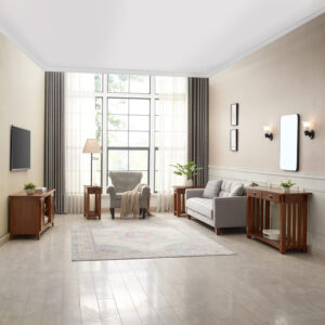 Leick Home Mission End Table, Solid Wood Construction, One Drawer, Bottom Display Shelf, Slatted Sides, Easy-Assembly, Medium Oak, 25.0 in. L x 17.0 in. W x 23.0 in. H, 8206