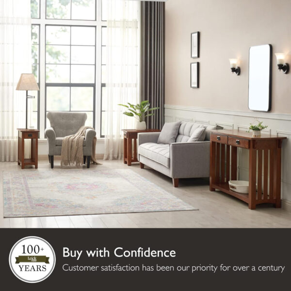 Leick Home Mission End Table, Solid Wood Construction, One Drawer, Bottom Display Shelf, Slatted Sides, Easy-Assembly, Medium Oak, 25.0 in. L x 17.0 in. W x 23.0 in. H, 8206