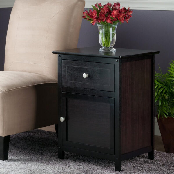 Winsome 25 x 18.9 x 14.96-Inch Composite Wood End/Night Table with Satine Nickel Knob, Natural (81115)